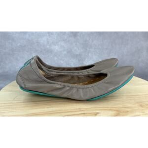 Tieks by Gavrieli Gray Leather Ballet Flats Size 9 Teal Sole Foldable